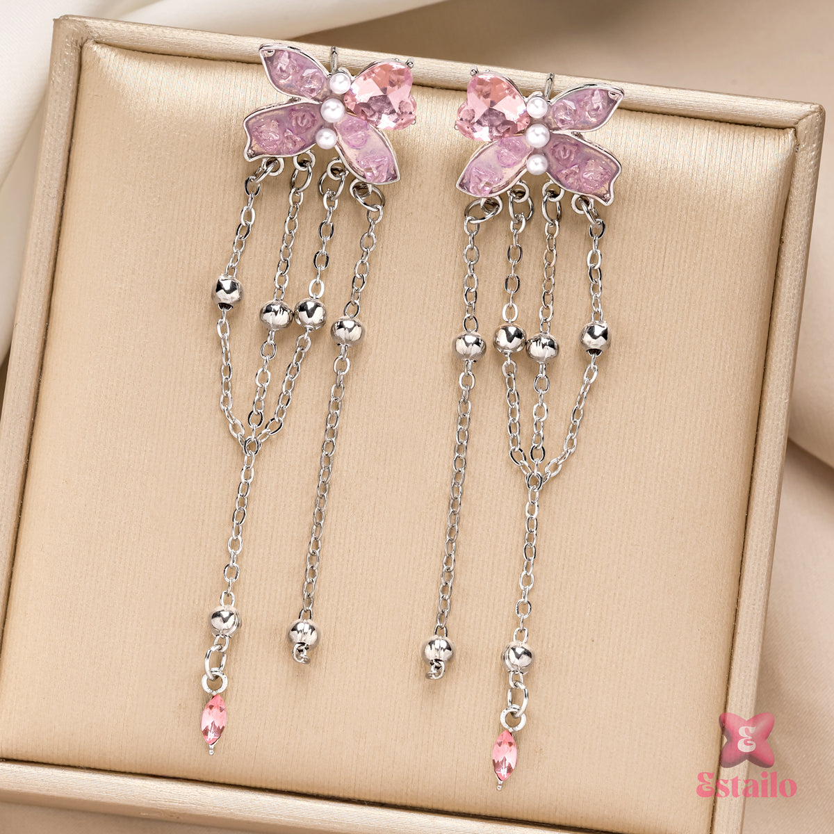 Pink Flutter Tassels Earrings