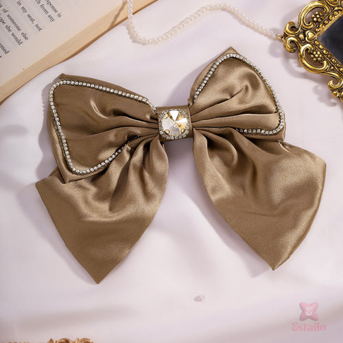 Crystal Mocha Bow Hair Clip
