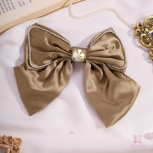 Crystal Mocha Bow Hair Clip