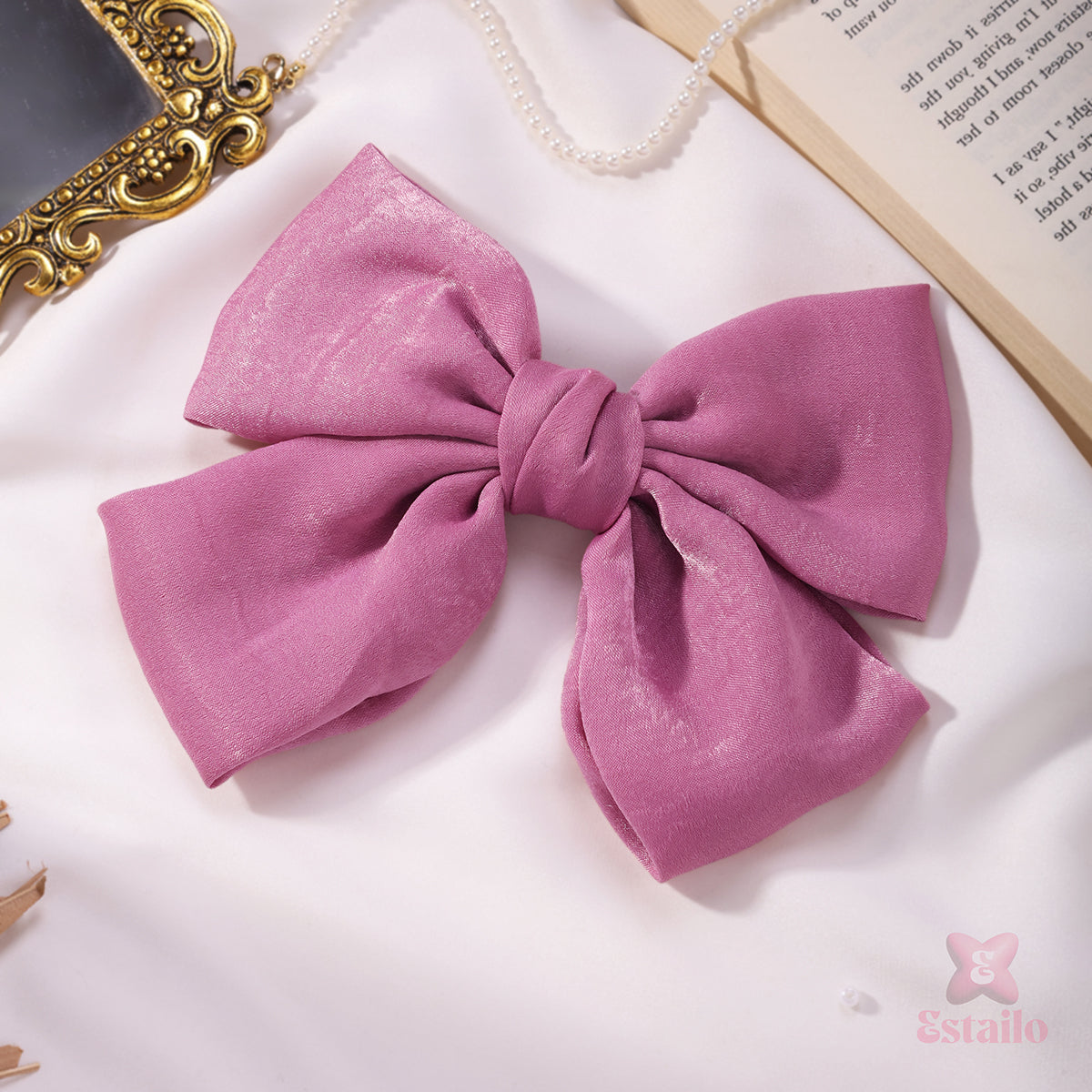 Dusky Rose Bow Clip