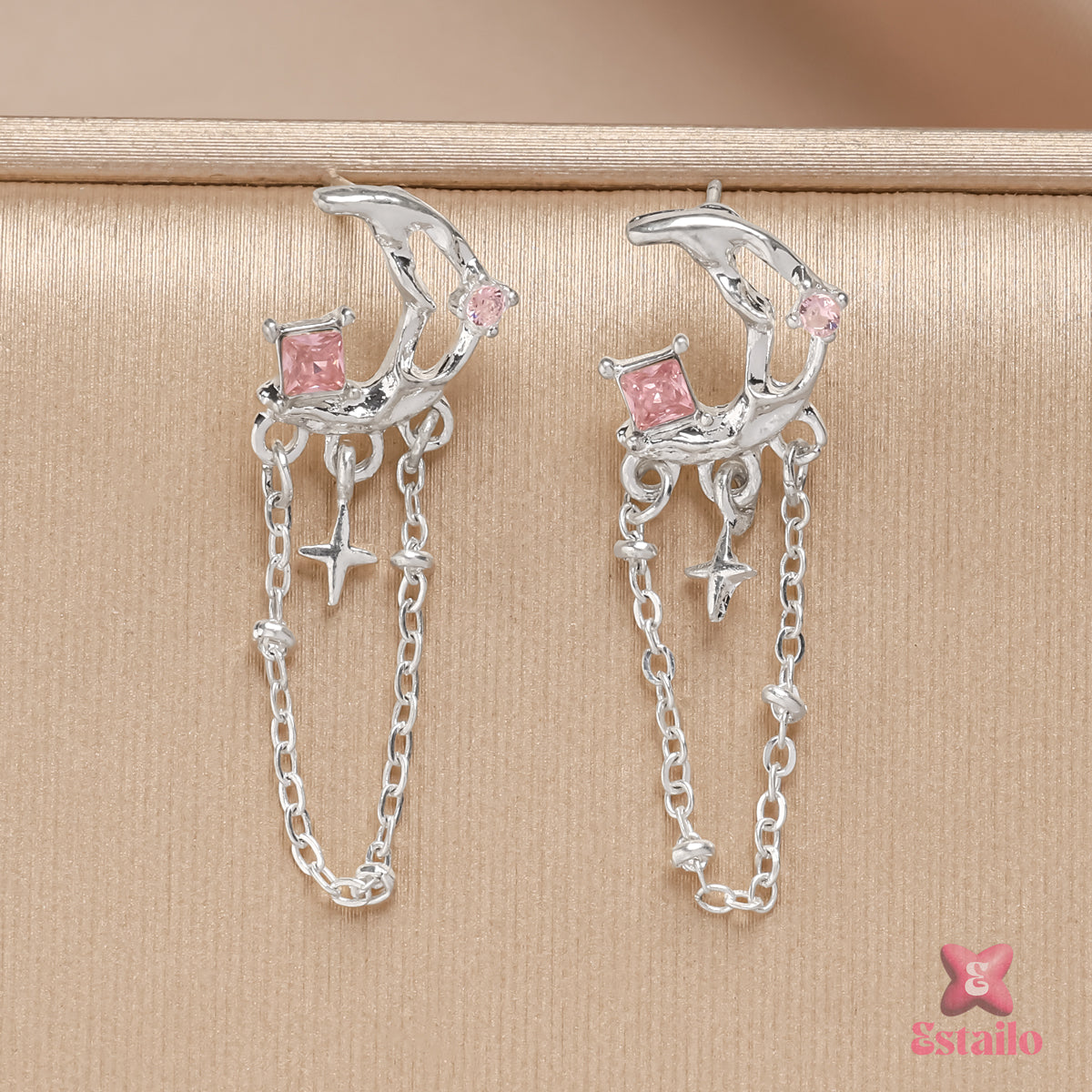 Pink Moonbeam Tassels Earrings