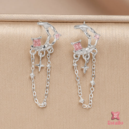 Pink Moonbeam Tassels Earrings