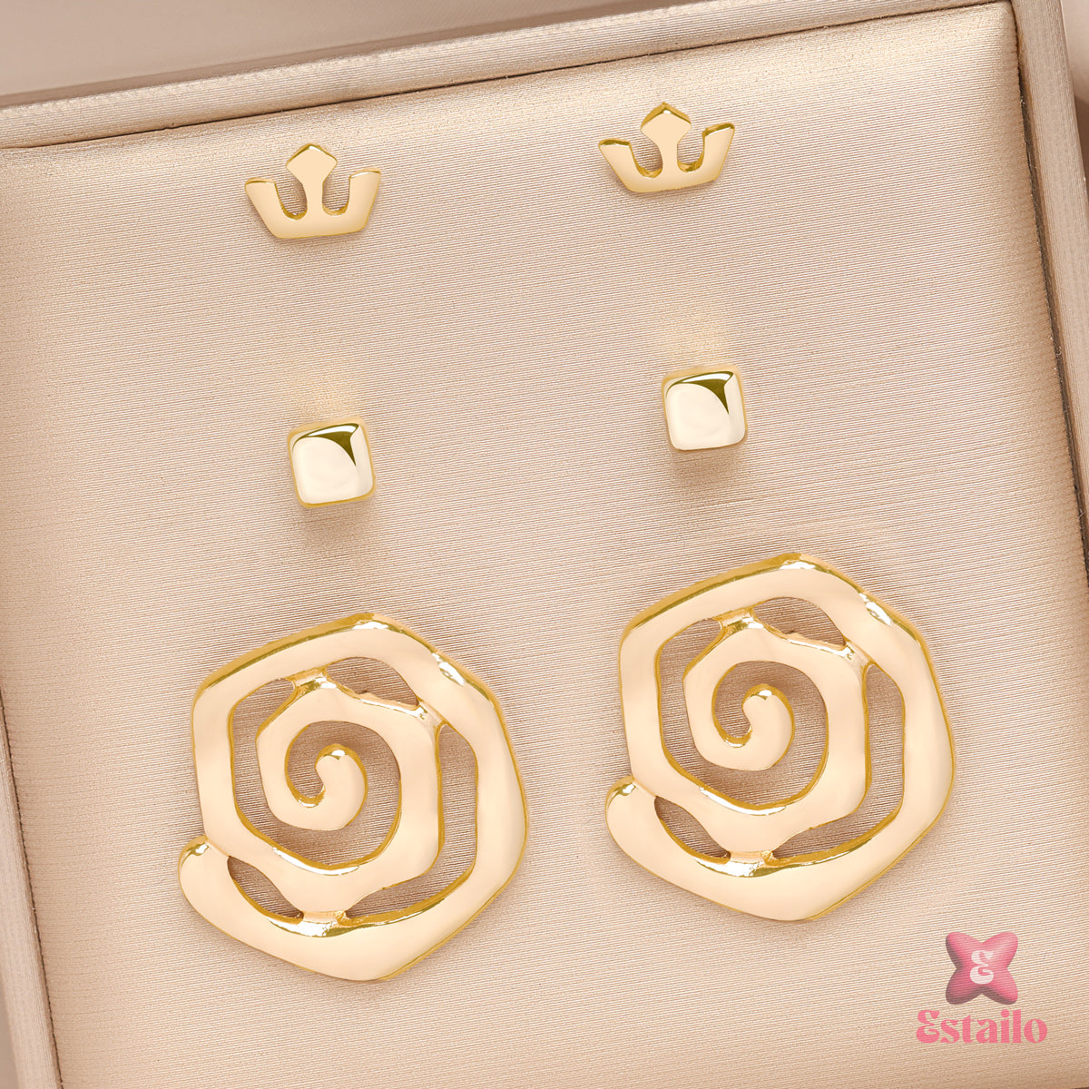 Royal Swirl & Studs Earrings