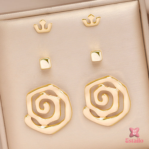 Royal Swirl & Studs Earrings