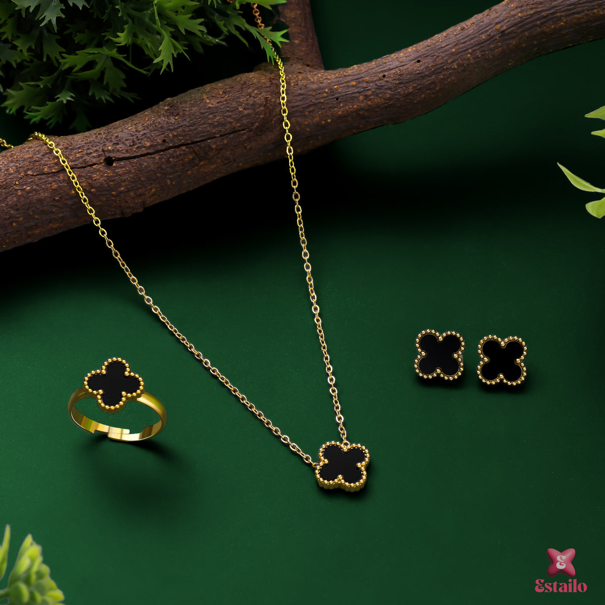 Midnight Clover Jewellery Set