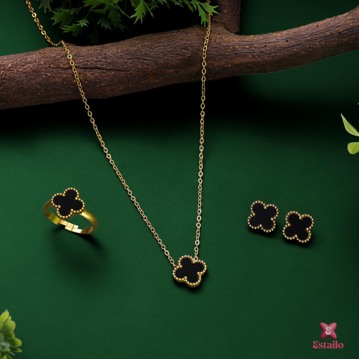Midnight Clover Jewellery Set
