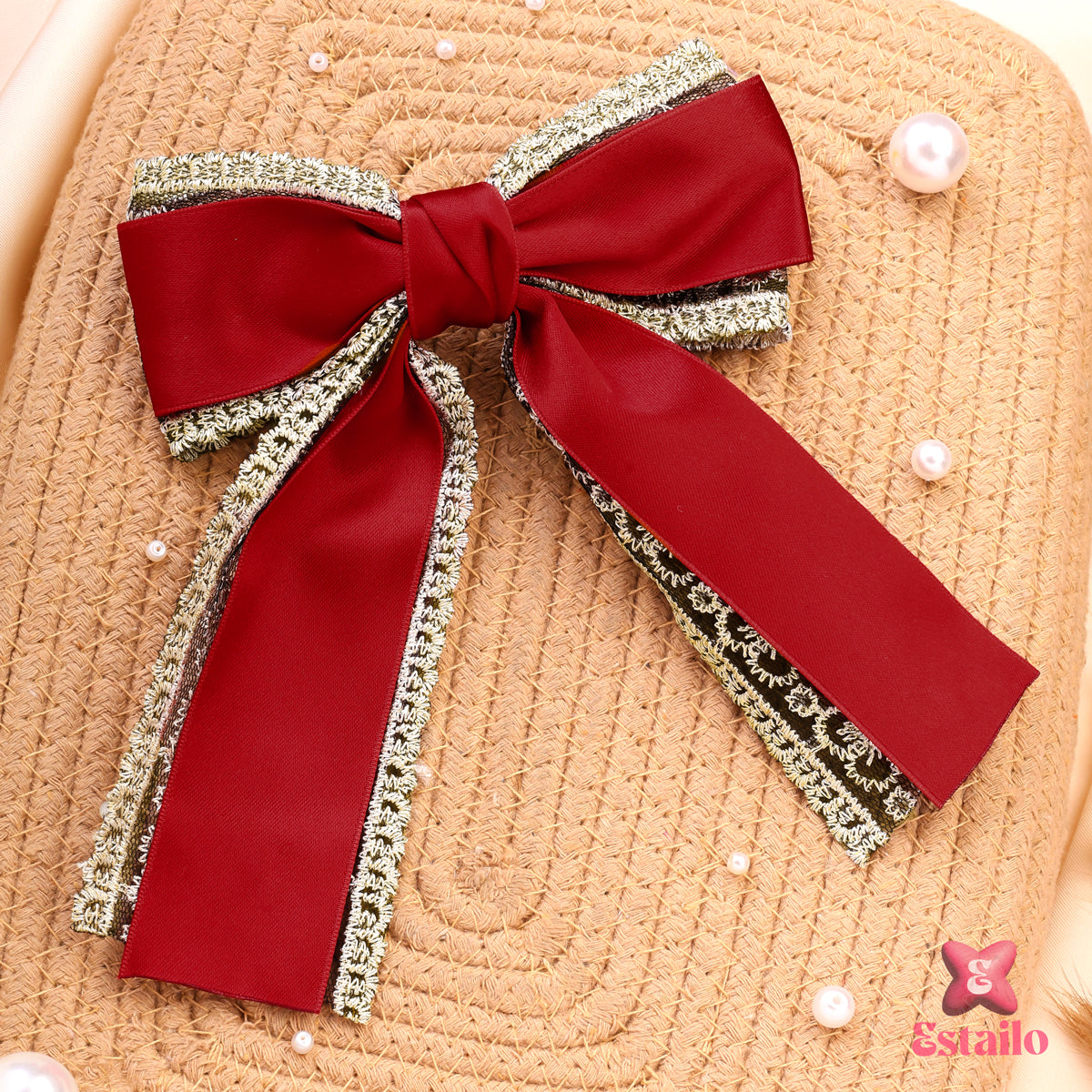 Crimson Elegance Bow Clip