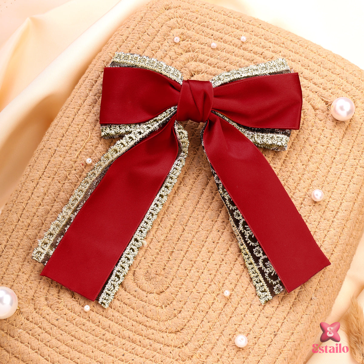Crimson Elegance Bow Clip