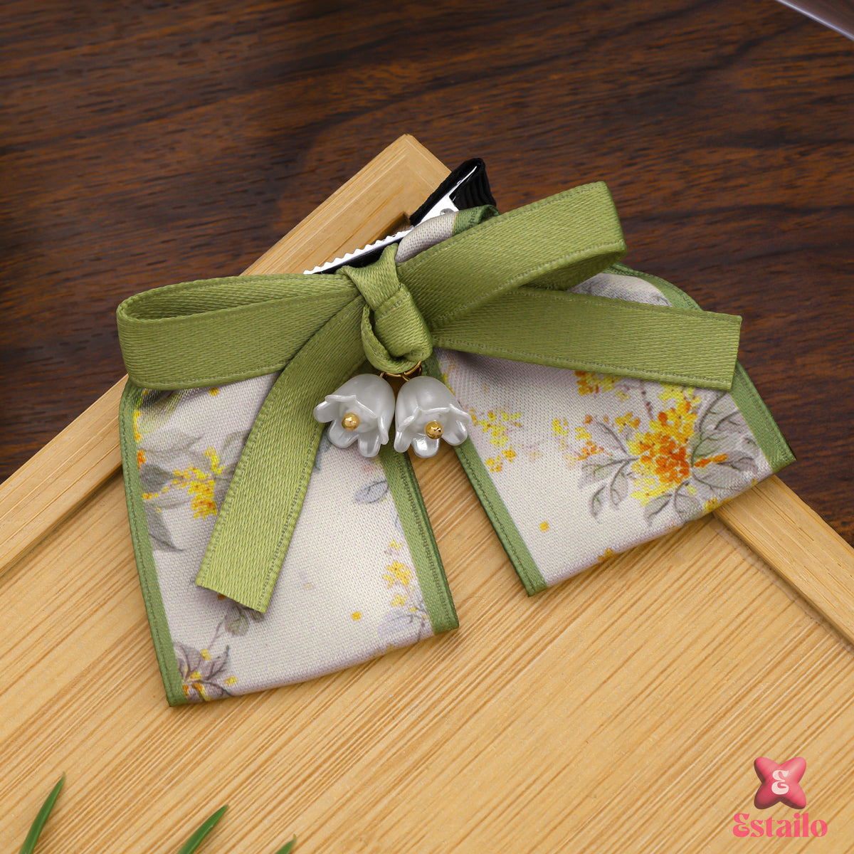 Green Bow Hair Barrette (PACK OF 1)