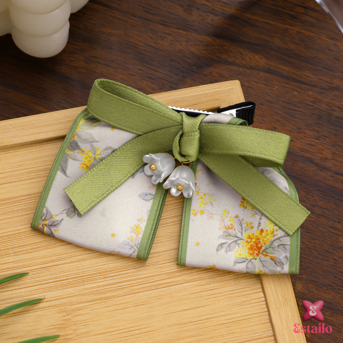 Green Bow Hair Barrette (PACK OF 1)