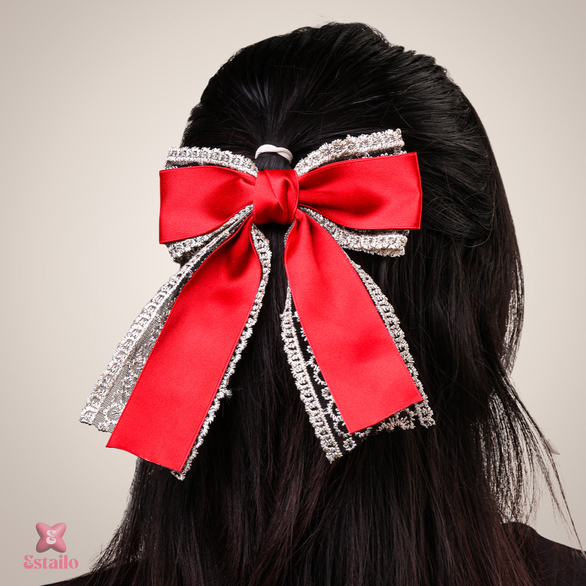 Crimson Elegance Bow Clip