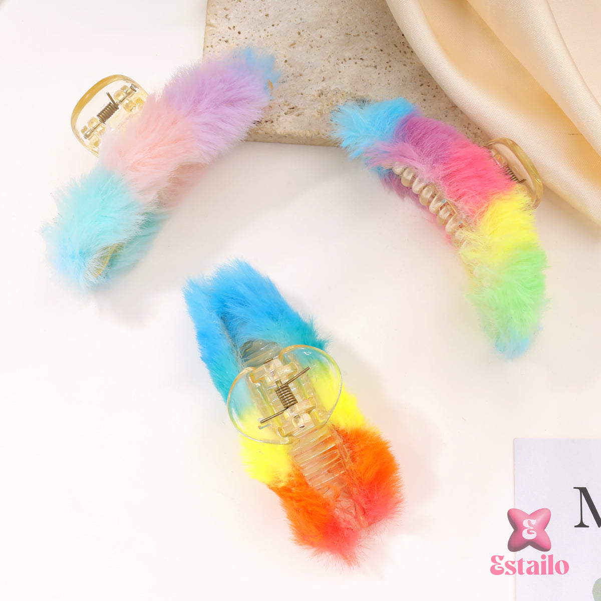 Fluffy Rainbow Hair Clip (Pack of 1)