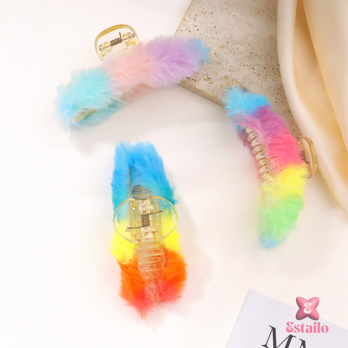 Fluffy Rainbow Hair Clip (Pack of 1)