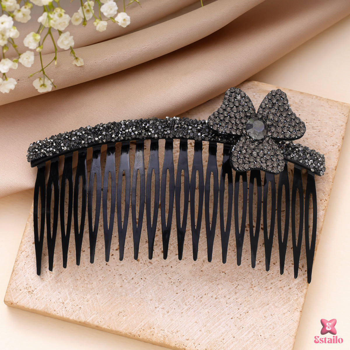Midnight Bow Glam Comb