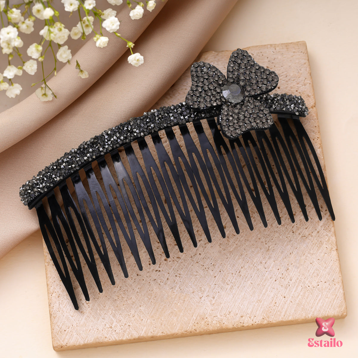 Midnight Bow Glam Comb