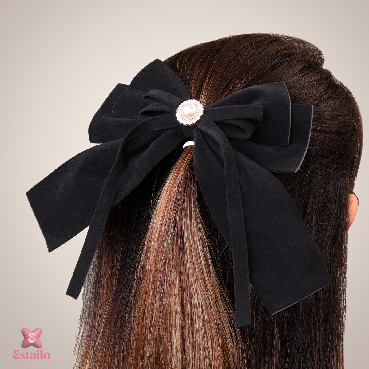 Midnight Glam Bow Clip