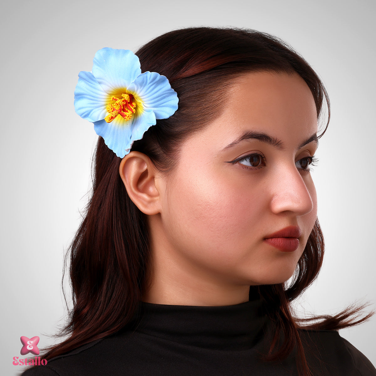Blue Hibiscus Bloom Hair Clip