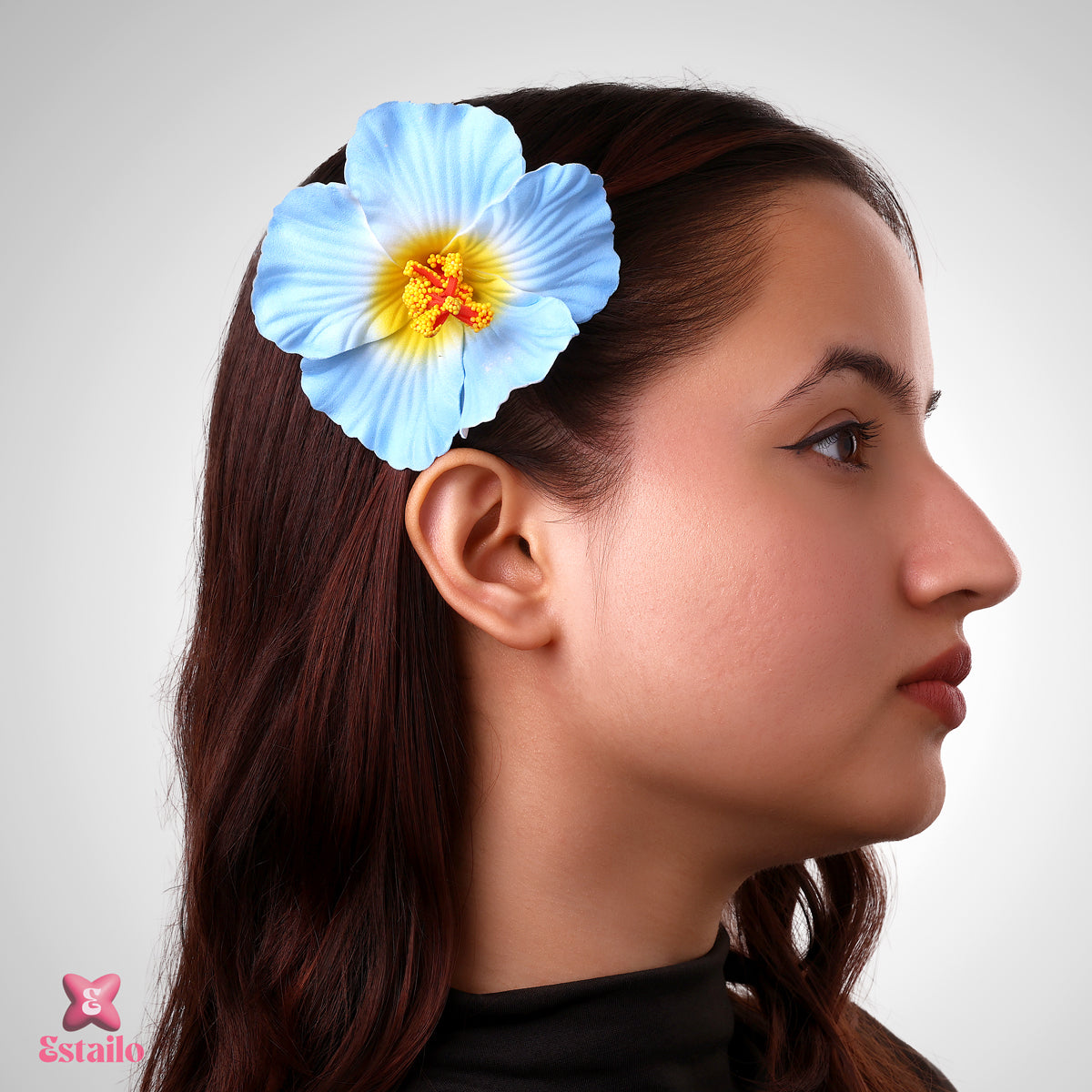 Blue Hibiscus Bloom Hair Clip