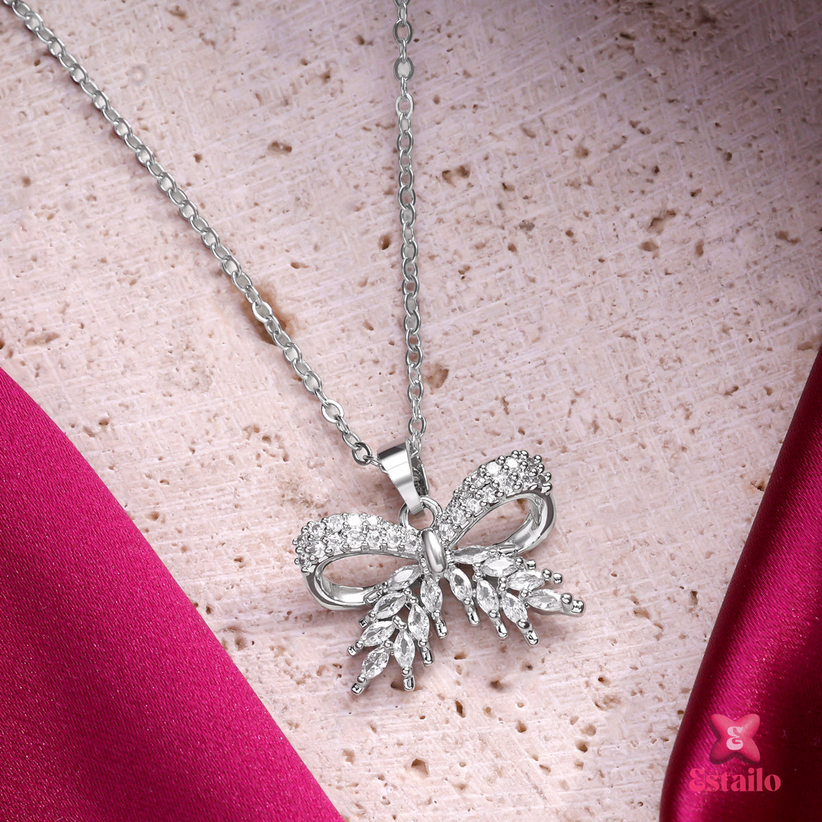 Silver Bowtie Necklace