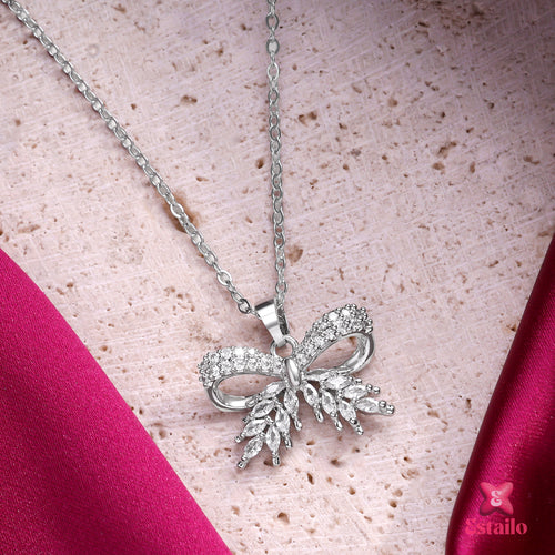 Silver Bowtie Necklace