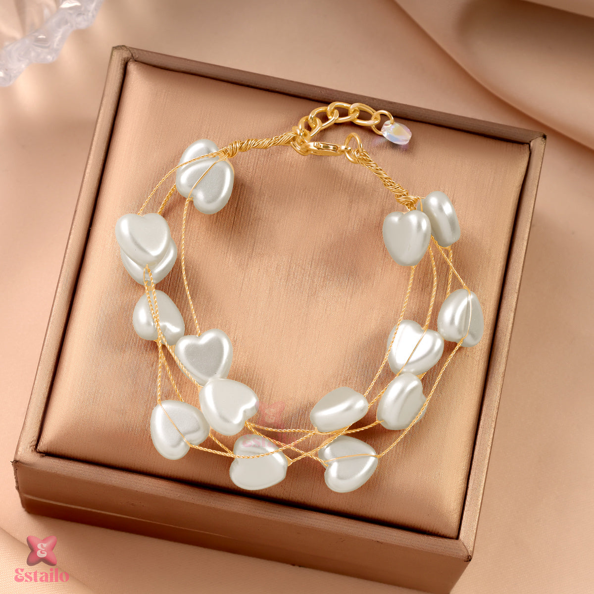 Heart-Shaped Pearl Bracelet