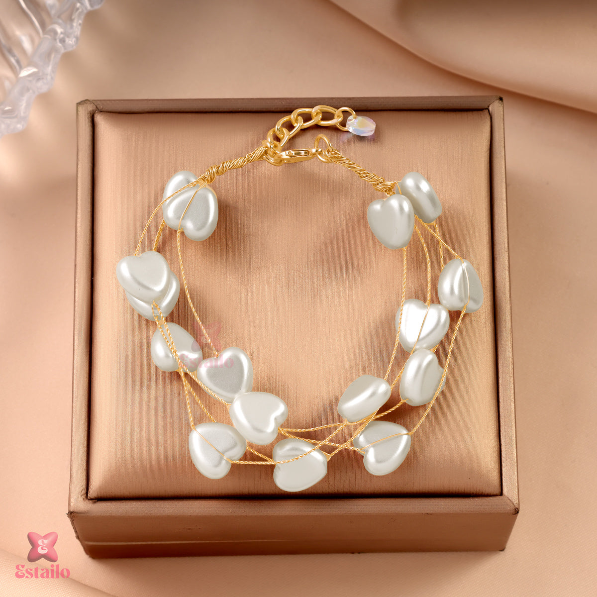 Heart-Shaped Pearl Bracelet