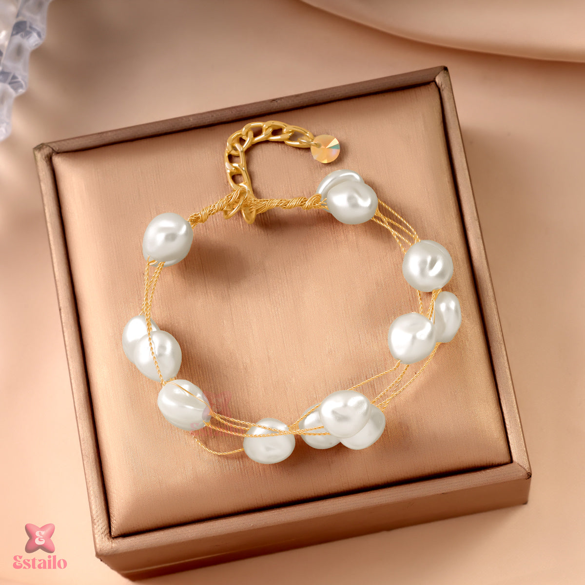 Pearl Droplet Cascade Bracelet