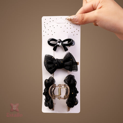 Midnight Bow Hair Clip