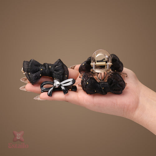 Midnight Bow Hair Clip