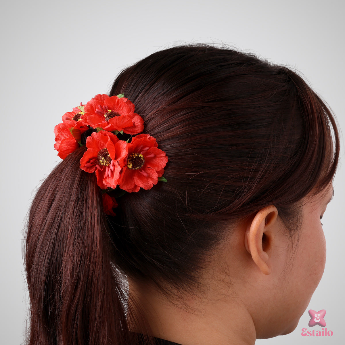 Red Blossom Hair Tie