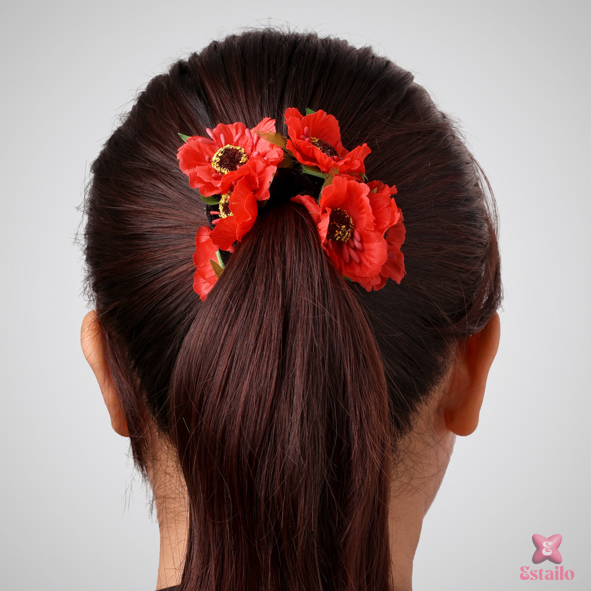 Red Blossom Hair Tie
