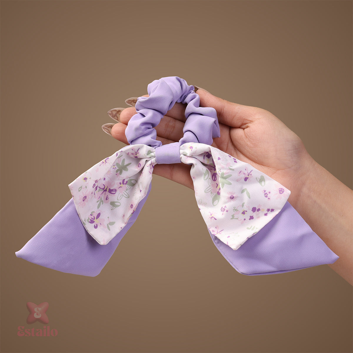 Floral Bow Scrunchie (Random colour)