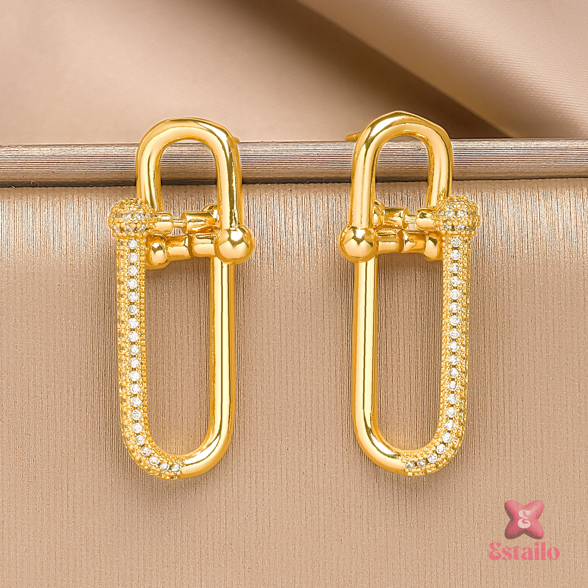 Gilded Chain Pavé Earrings