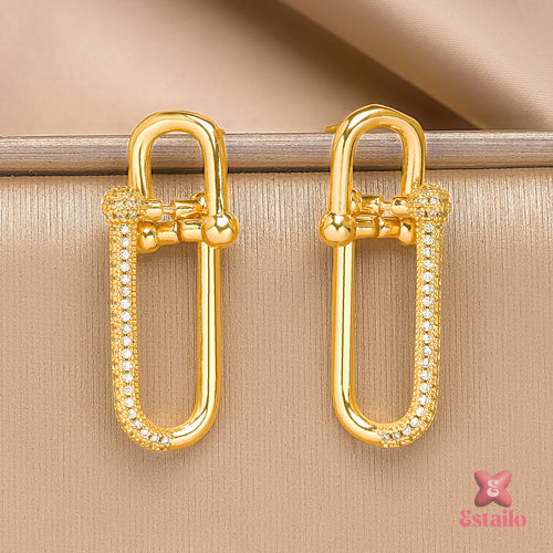 Gilded Chain PavÃ© Earrings