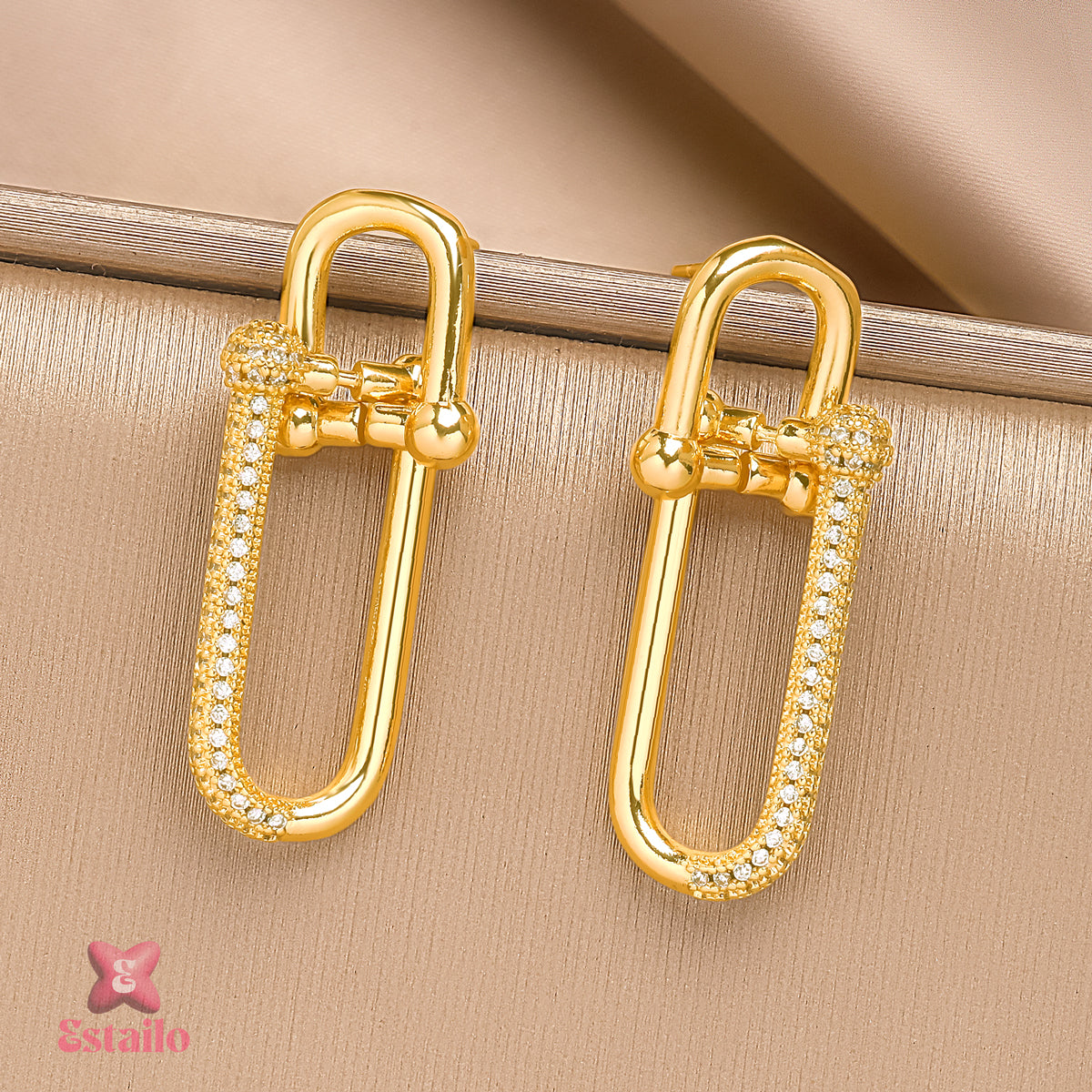 Gilded Chain Pavé Earrings