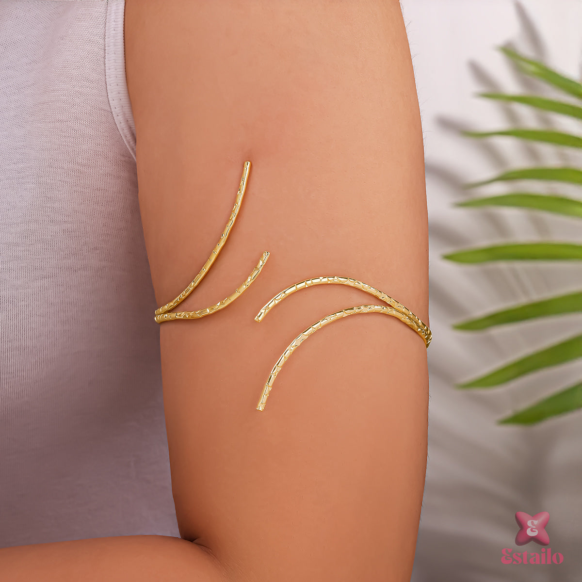 Celestial Coil Golden Arm Cuff