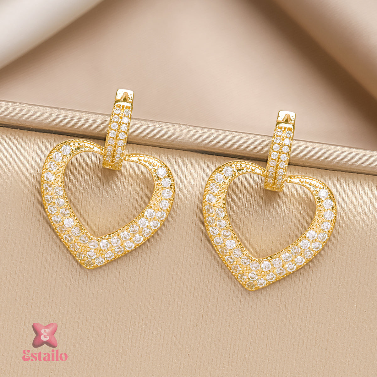 Golden Heart Sparkle Earrings