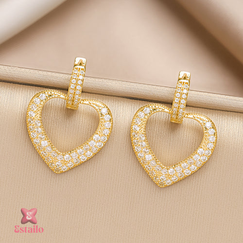 Golden Heart Sparkle Earrings