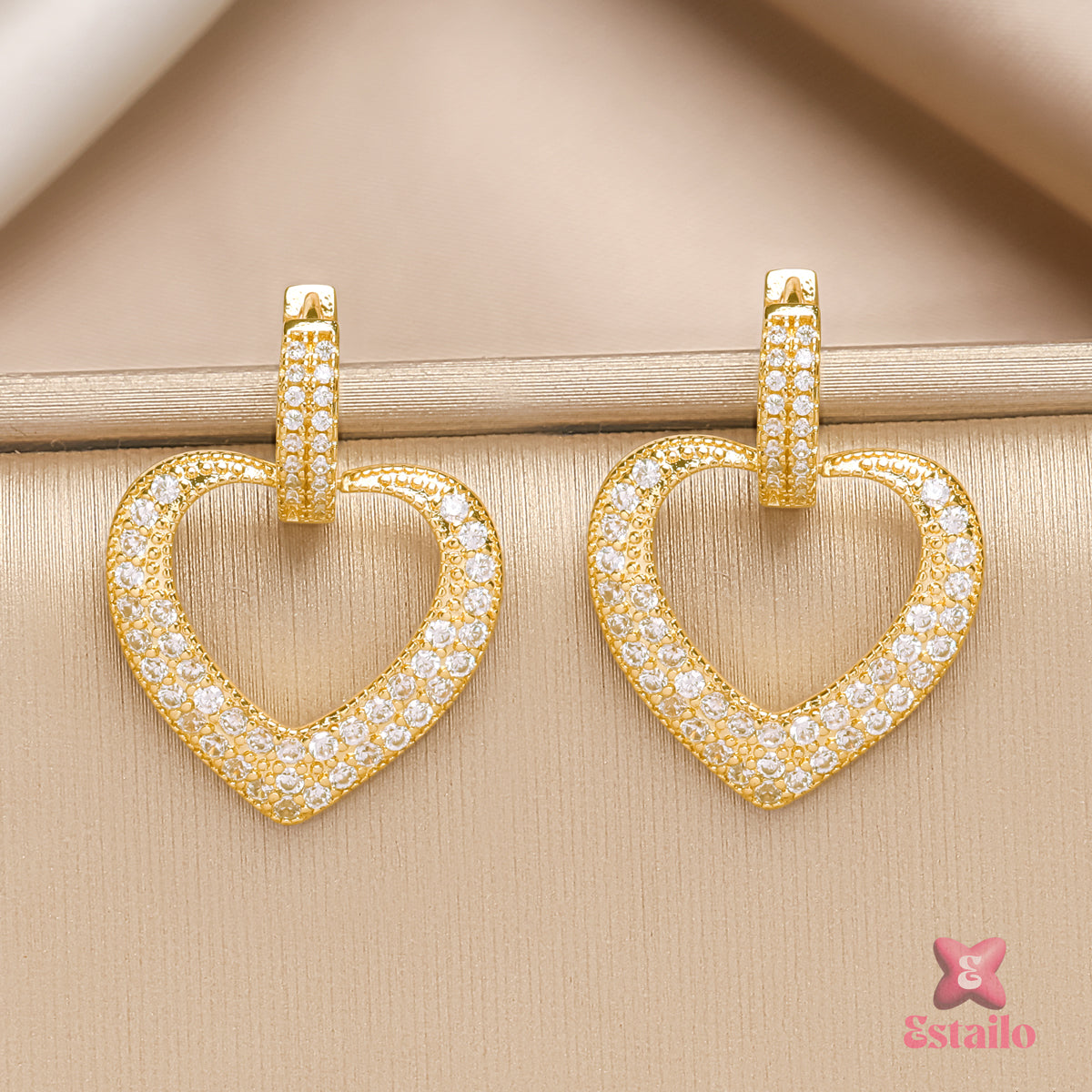 Golden Heart Sparkle Earrings