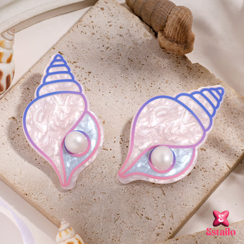 Pearlized Seashell Hair Clips