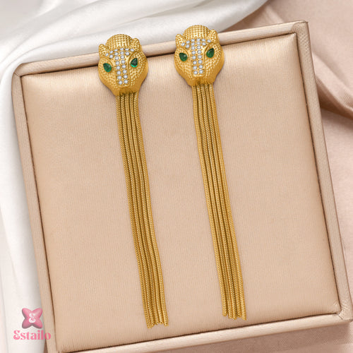 Leopard Emerald Eye Earrings