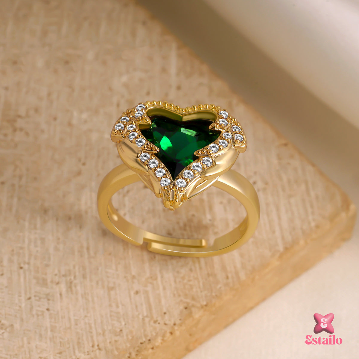 Enamel Heart Sparkle Ring