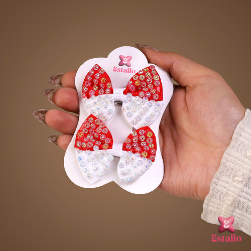 Cherry Glitter Bow Clip