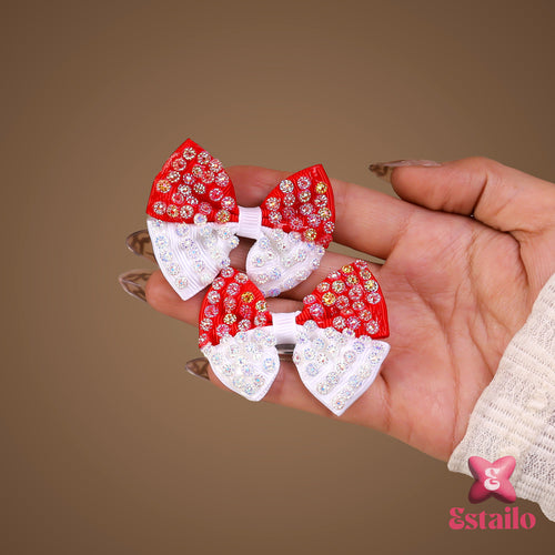 Cherry Glitter Bow Clip