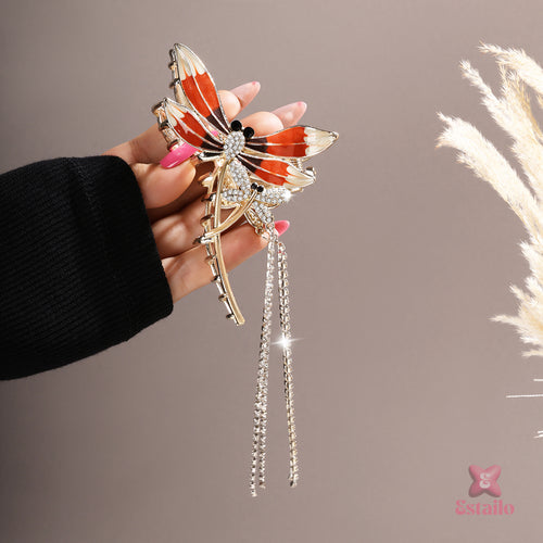 Rhinestone Dragonfly Dangle Claw