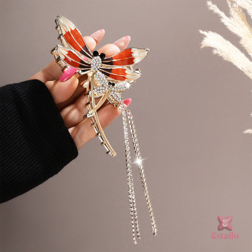 Rhinestone Dragonfly Dangle Claw