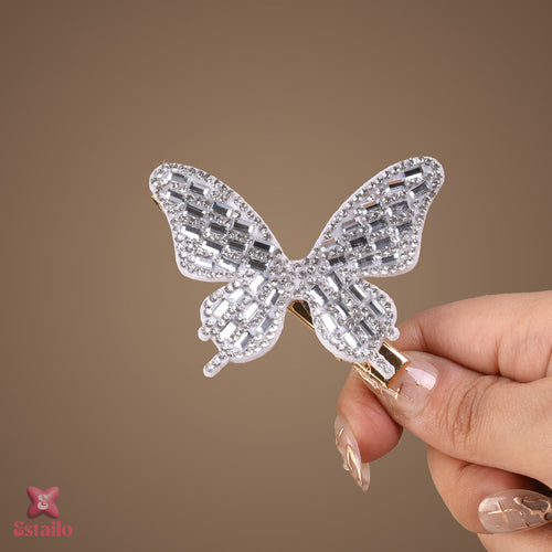 Rhinestone butterfly Silver Clip