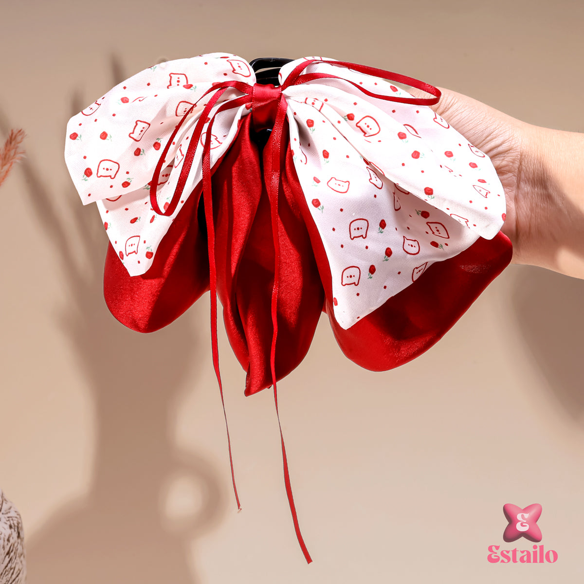 Strawberry Polka Bow Claw
