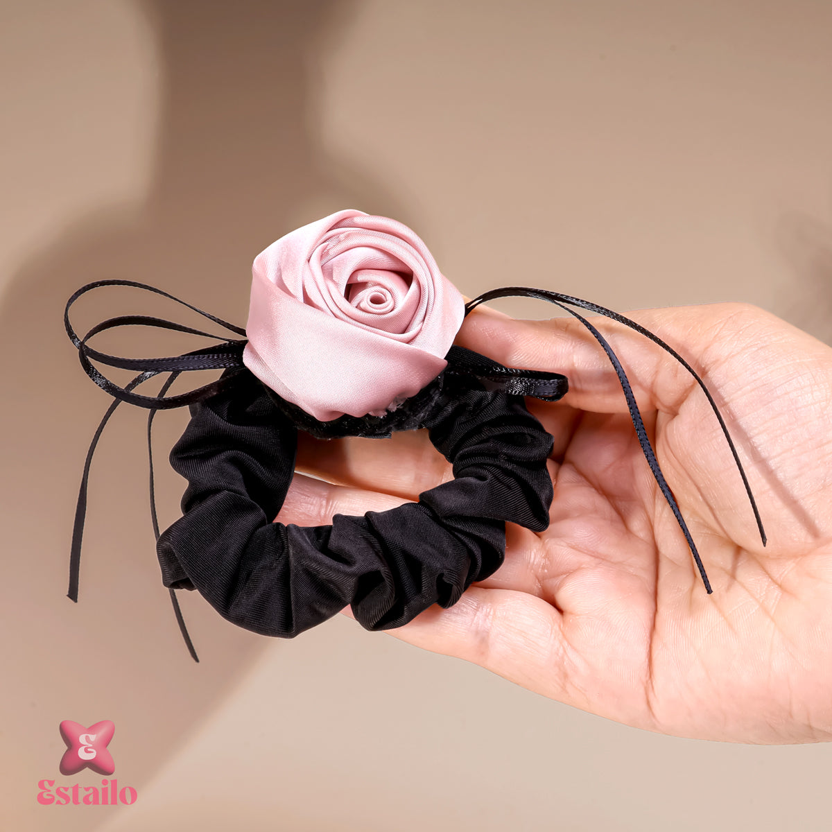 Rose Ribbon Scrunchie