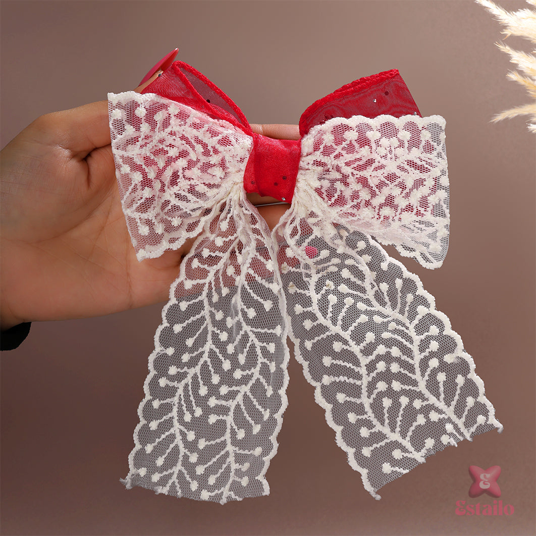Regal Red Hair Bow Clip